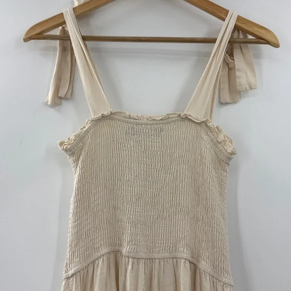 Zesica cream Maxi summer dress tie shoulders long flowing ruffle hem - Picture 2 of 15